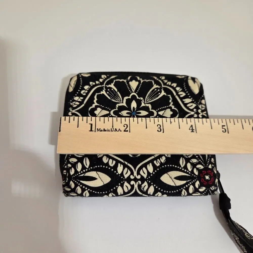 Vera Bradley Barcelona Mini Zip Wallet Black White Floral Retirednap Coin